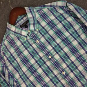 Banana Republic Mens Large Soft Wash Tailored Slim Fit Plaid Button Down Shirt